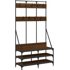 vidaXL Kledingrek met schoenenrek 100x40x184 cm bruin eikenkleur
