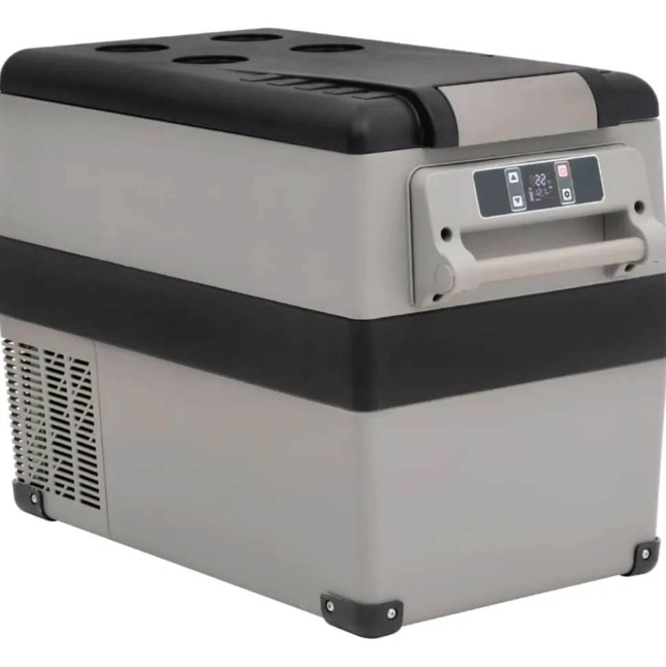 vidaXL Koelbox met handvat en adapter 55 L PP & PE zwart en grijs