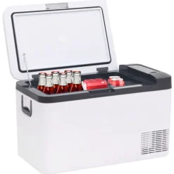 vidaXL Koelbox met handvat en adapter 25 L PP & PE zwart en wit