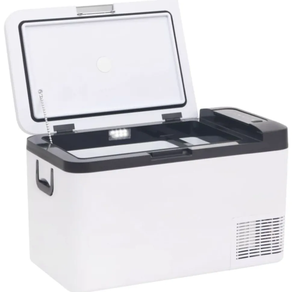 vidaXL Koelbox met handvat en adapter 25 L PP & PE zwart en wit