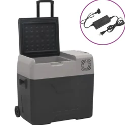 vidaXL Koelbox met wielen en adapter 30 L polypropeen zwart en grijs