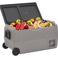 vidaXL Koelbox met wielen en adapter 50 L PP en PE zwart en grijs
