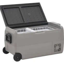 vidaXL Koelbox met wielen en adapter 50 L PP en PE zwart en grijs