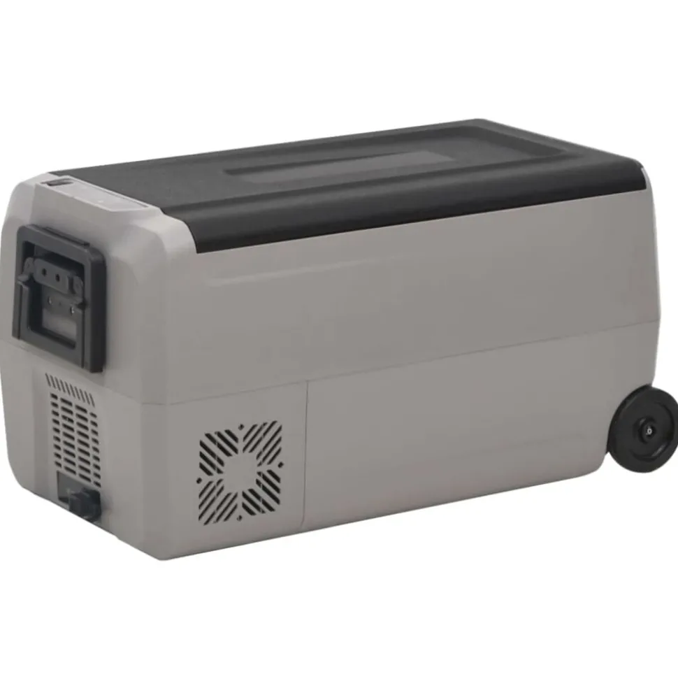 vidaXL Koelbox met wielen en handvat 60 L polypropeen zwart en grijs