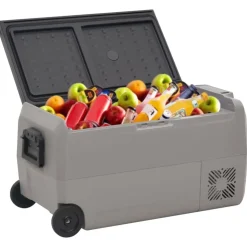 vidaXL Koelbox met wielen en handvat 60 L polypropeen zwart en grijs