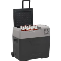 vidaXL Koelbox met wielen en adapter 50 L polypropeen zwart en grijs