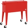 vidaXL Koelbox op wielen 92x43x89 cm rood