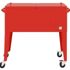 vidaXL Koelbox op wielen 92x43x89 cm rood