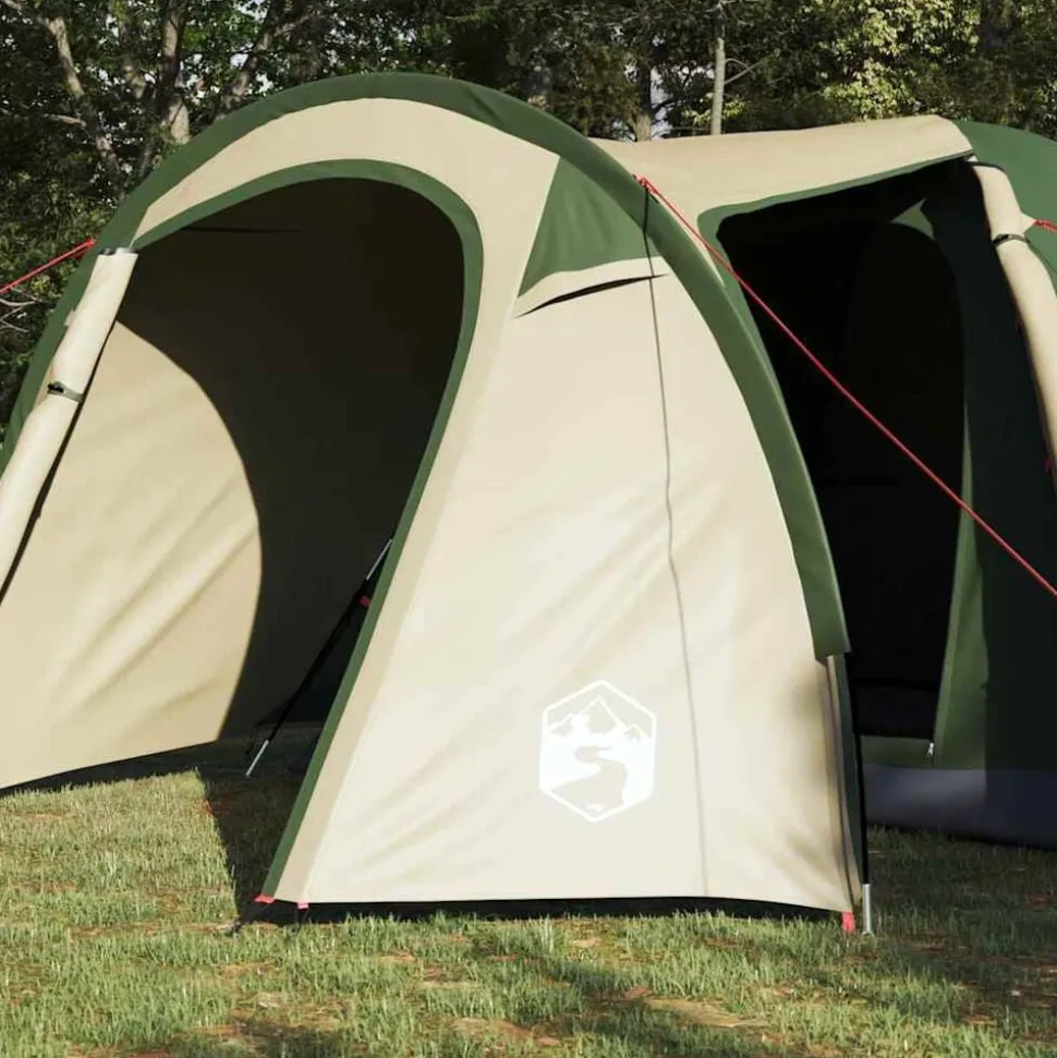 vidaXL Koepeltent Koepel met dak met opslag Groen 384 x 254 x 170 cm