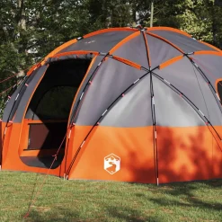 vidaXL Koepeltent met dak Grijs en Oranje 475 x 475 x 235 cm taft