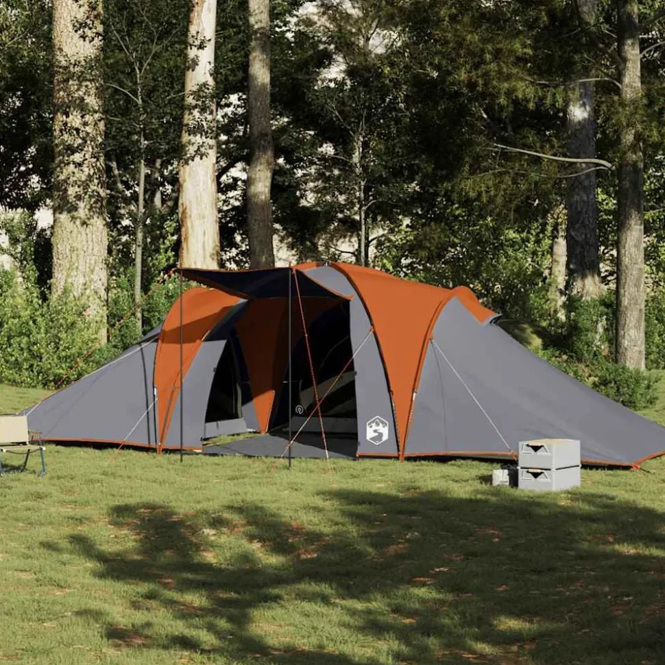 vidaXL Koepeltent 6-persoons waterdicht grijs en oranje