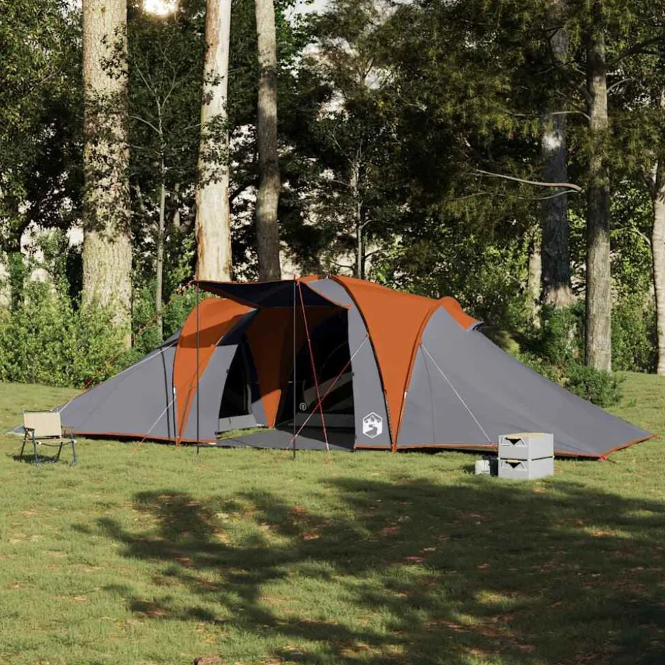 vidaXL Koepeltent 6-persoons waterdicht grijs en oranje