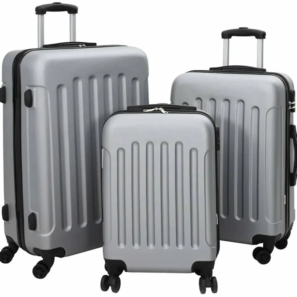 vidaXL Koffer met slot 3 pcs Zilver 50 x 31 x 78 cm ABS Kunststof