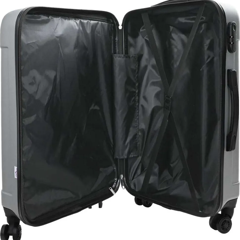 vidaXL Koffer met slot 3 pcs Zilver 50 x 31 x 78 cm ABS Kunststof