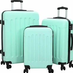vidaXL Koffer met slot 3 pcs Mintgroen 50 x 31 x 78 cm ABS Kunststof