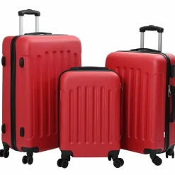 vidaXL Koffer met slot 3 pcs Rood 50 x 31 x 78 cm ABS Kunststof