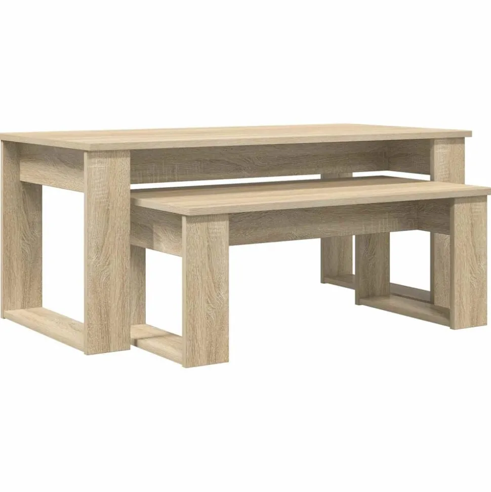 vidaXL Koffietafel Set 2 pcs Sonoma Eiken Bewerkt hout
