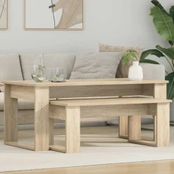 vidaXL Koffietafel Set 2 pcs Sonoma Eiken Bewerkt hout