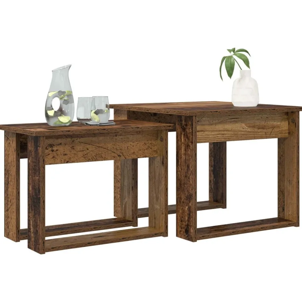vidaXL Koffietafel Set 2 pcs Oudhout Bewerkt hout