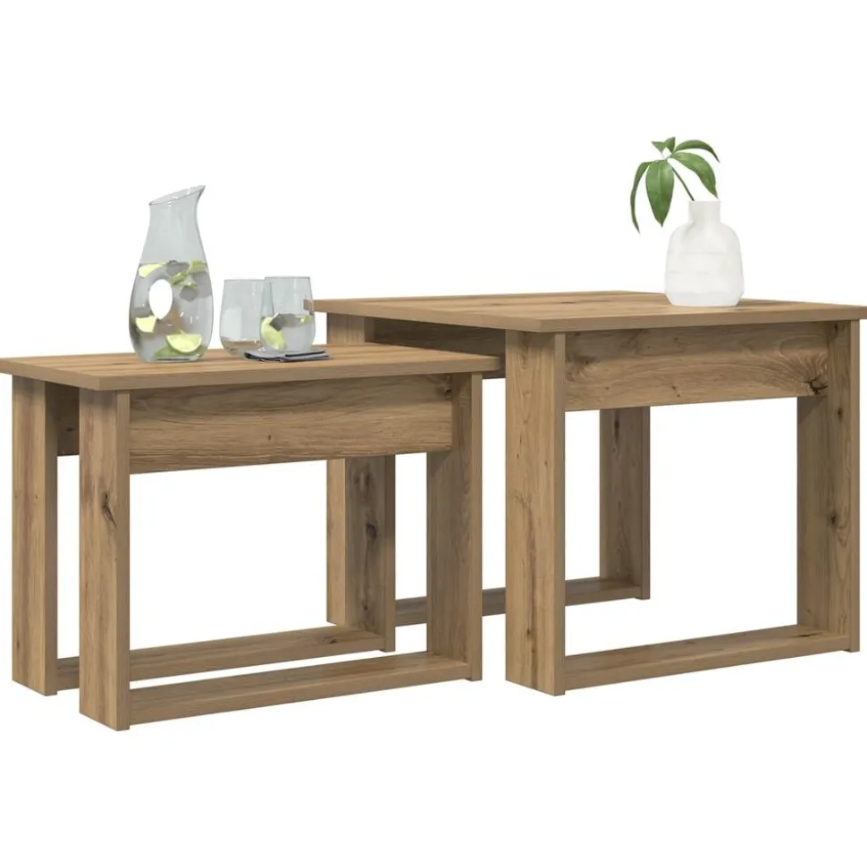 vidaXL Koffietafel Set 2 pcs Artisan Eiken Bewerkt hout