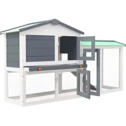 vidaXL Konijnenhok voor buiten groot 145x45x84 cm hout grijs en wit