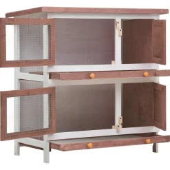 vidaXL Konijnenhok voor buiten met 4 deuren hout bruin