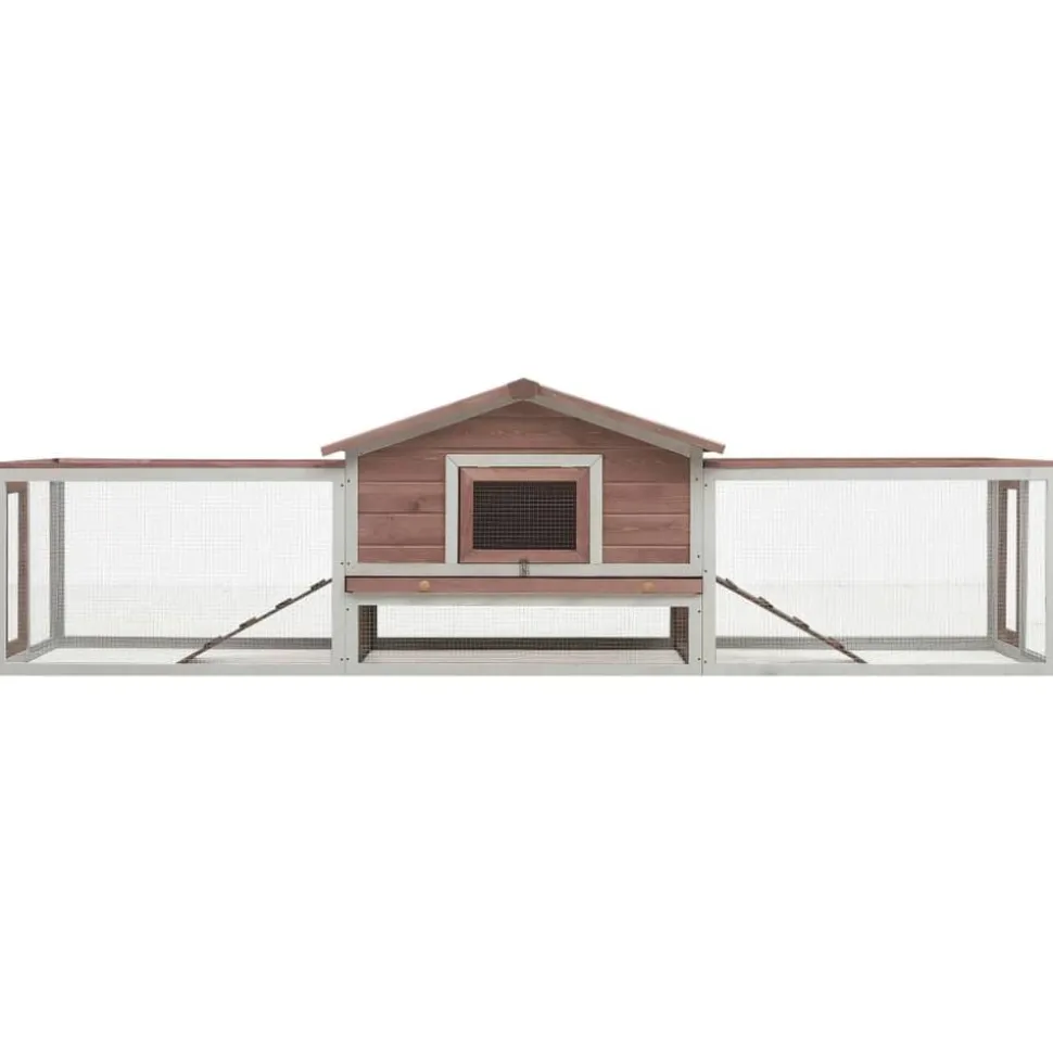 vidaXL Konijnenhok 310x70x87 cm massief grenen- en vurenhout mokka
