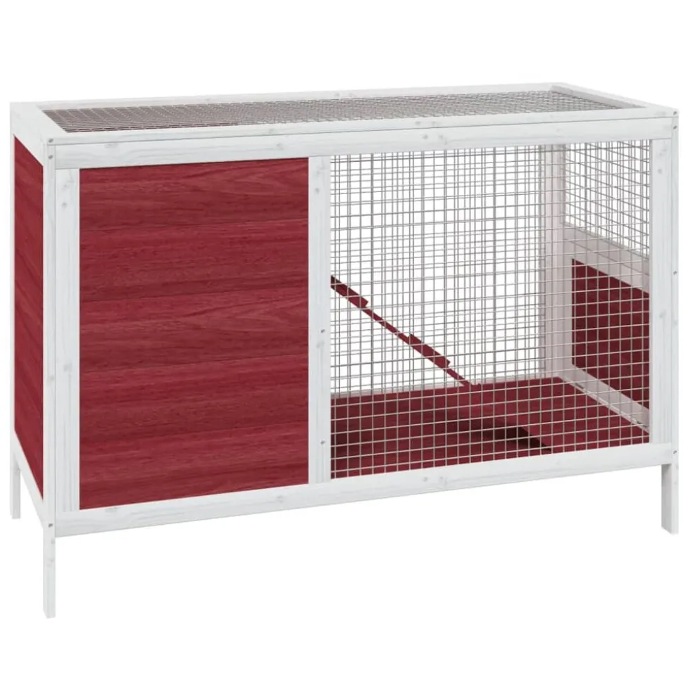 vidaXL Konijnenhok 103x44x69,5 cm massief grenenhout mokkakleurig