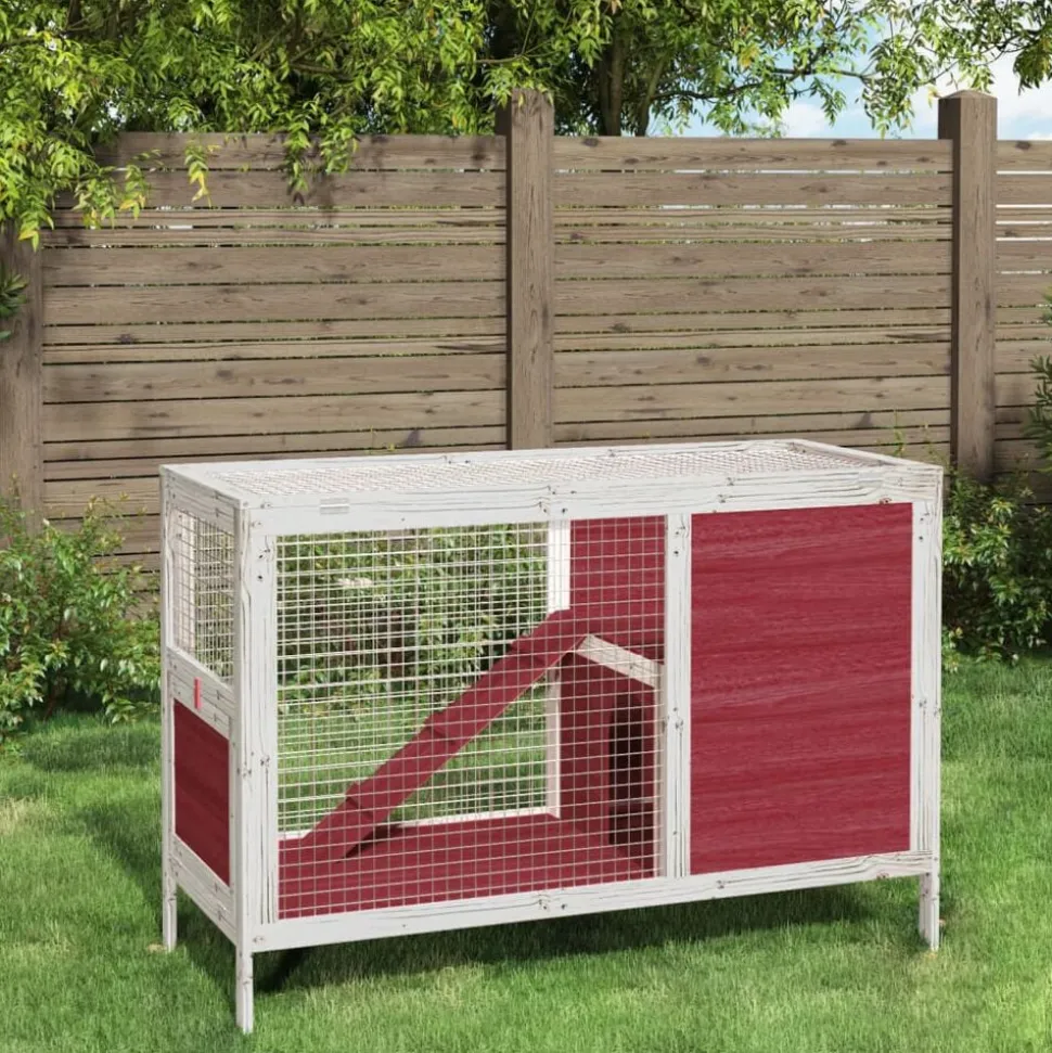 vidaXL Konijnenhok 103x44x69,5 cm massief grenenhout mokkakleurig
