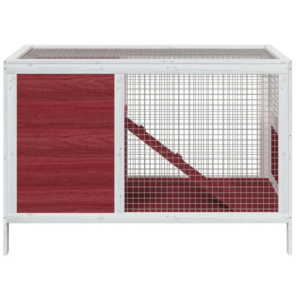 vidaXL Konijnenhok 103x44x69,5 cm massief grenenhout mokkakleurig