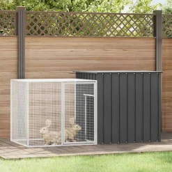 vidaXL Konijnenhok 200x91x100 cm gegalvaniseerd staal antracietkleurig