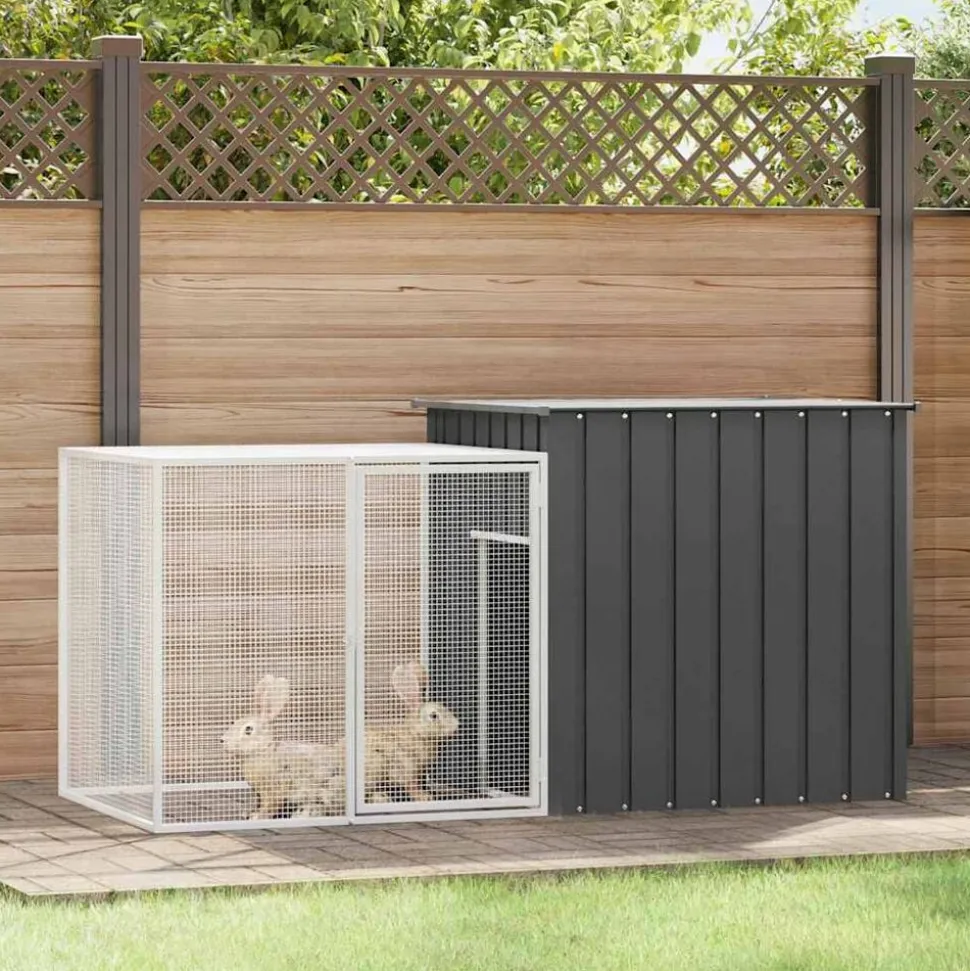 vidaXL Konijnenhok 200x91x100 cm gegalvaniseerd staal antracietkleurig