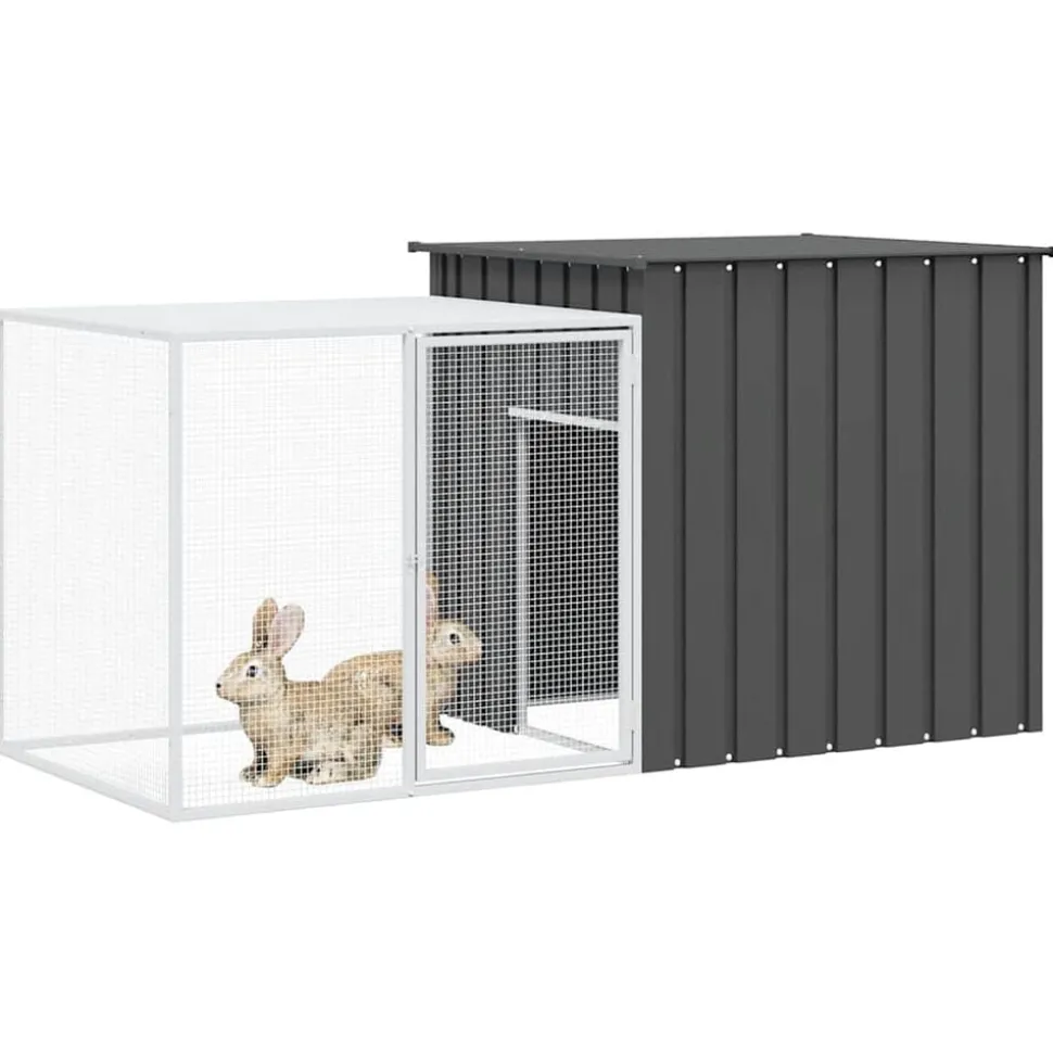 vidaXL Konijnenhok 200x91x100 cm gegalvaniseerd staal antracietkleurig