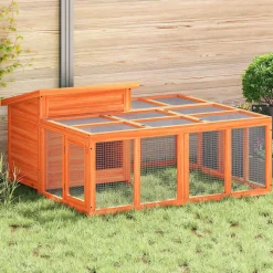 vidaXL Konijnenhok 144x123x67,5 cm massief grenenhout bruin