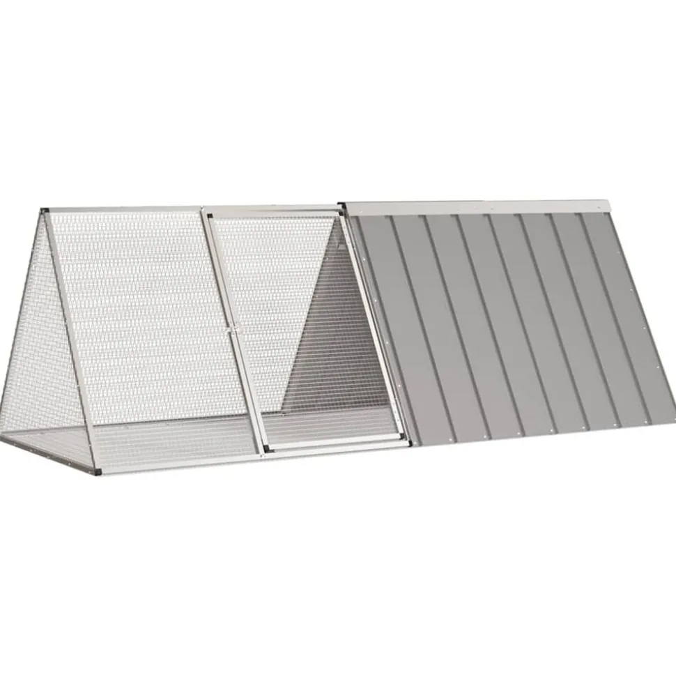 vidaXL Konijnenhok 201,5x80,5x71 cm gegalvaniseerd staal grijs