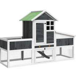 vidaXL Konijnenhok 170x63x113 cm massief grenenhout grijs
