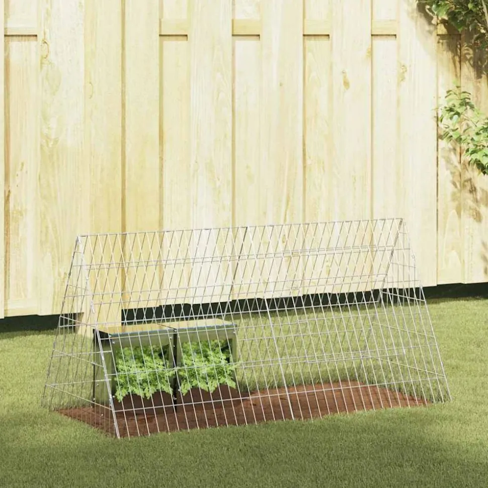 vidaXL Konijnenkooi Zilver 650 x 55 x 55 cm Gegalvaniseerd staal
