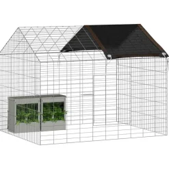 vidaXL Konijnenkooi Zilver 400 x 78 x 78 cm Gegalvaniseerd staal