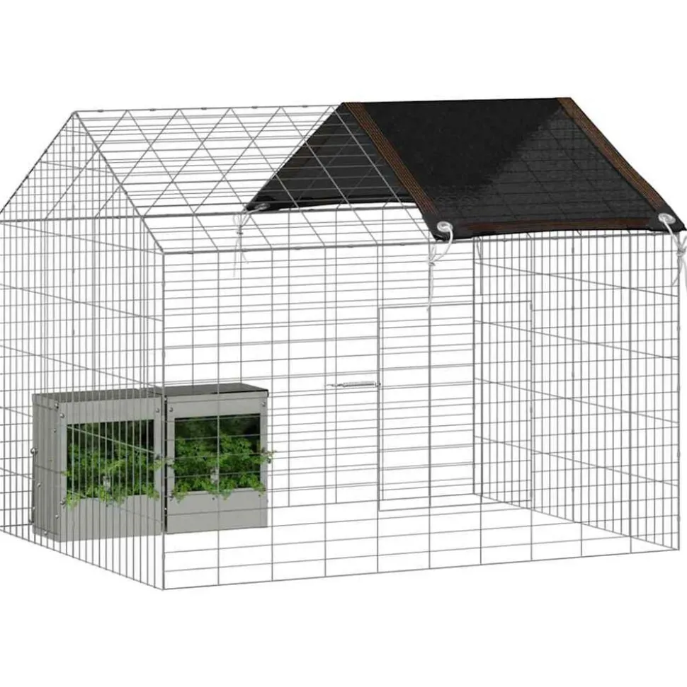 vidaXL Konijnenkooi Zilver 400 x 78 x 78 cm Gegalvaniseerd staal