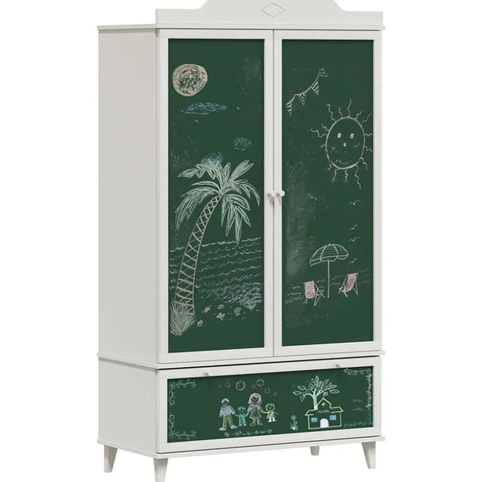 vidaXL Krijtbord Kast met lade ROROS Wit 90 x 45 x 165 cm Bewerkt hout