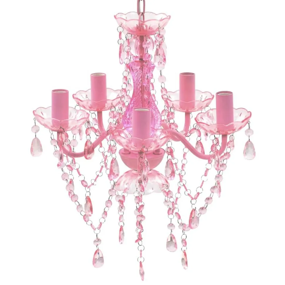 vidaXL Kristallen licht met 5 gloeilampen rosa