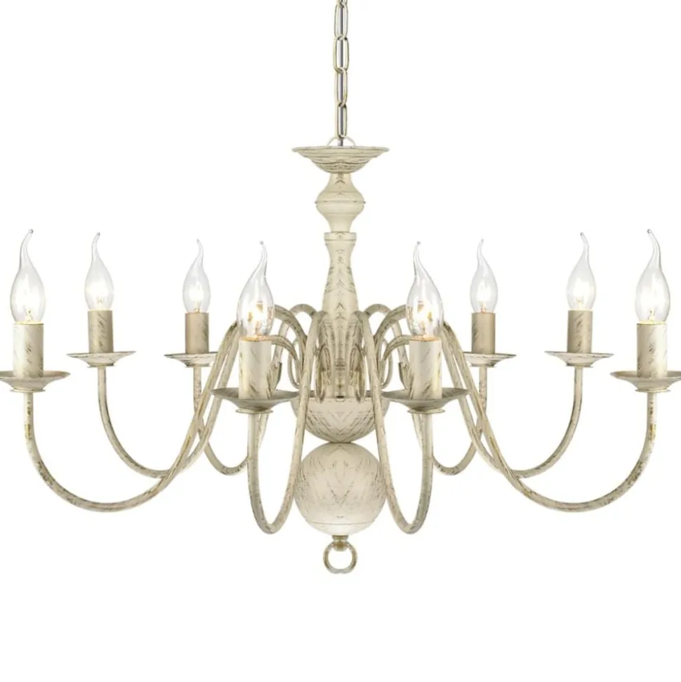 vidaXL Kroonluchter wit metaal 8 x E14 lampen