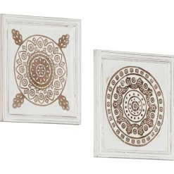 vidaXL Kunst Decoratie 2 pcs Bruin en wit 40 x 40 x 1,5 cm