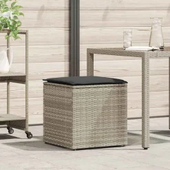 vidaXL Kussenbox met opslag Lichtgrijs 50 x 50 x 50 cm poly rattan