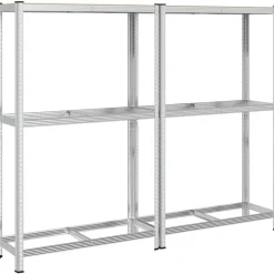 vidaXL 2-laags bandenrekken 2st 110x40x180cm staal&bewerkt hout zilver