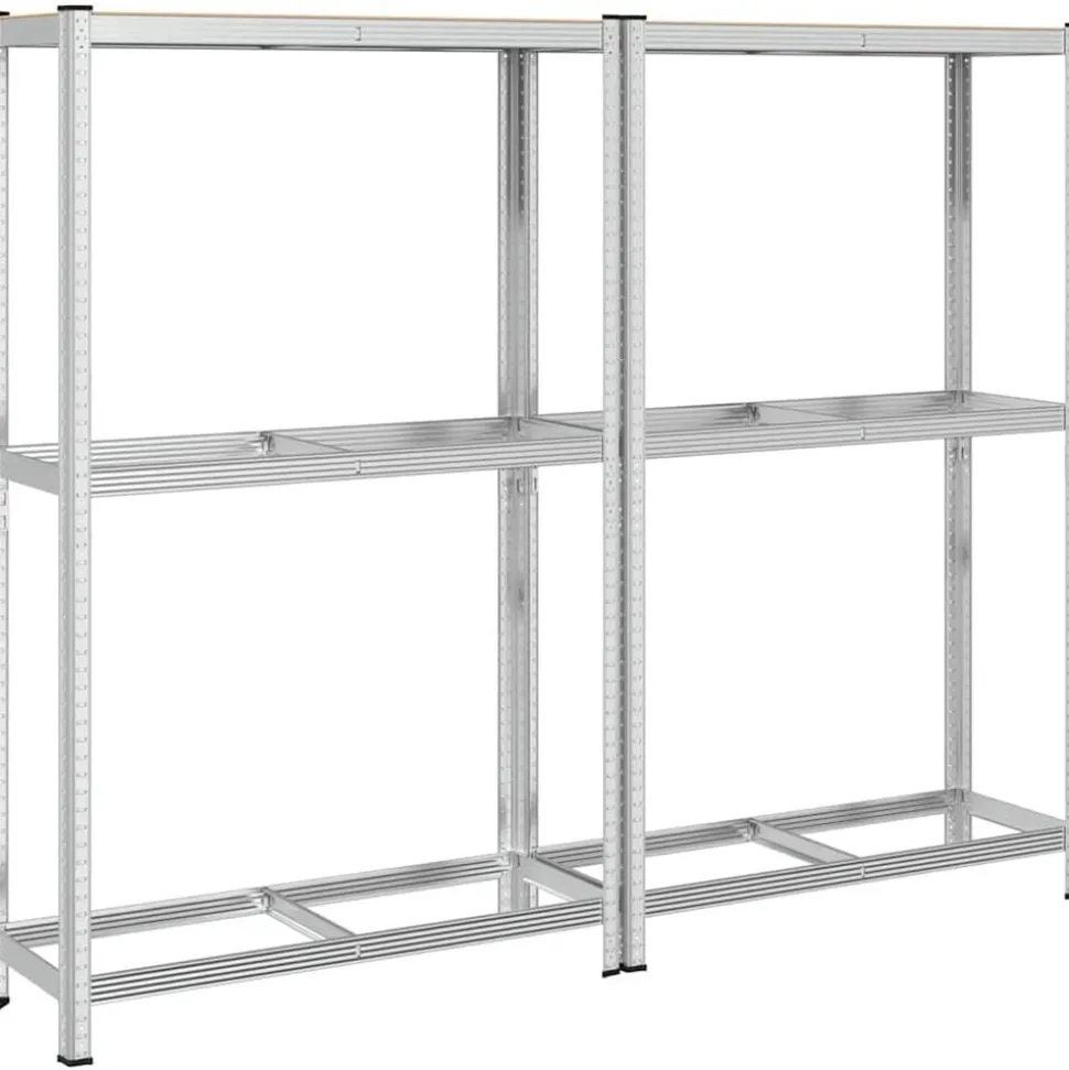 vidaXL 2-laags bandenrekken 2st 110x40x180cm staal&bewerkt hout zilver