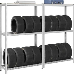 vidaXL 2-laags bandenrekken 2st 110x40x180cm staal&bewerkt hout zilver