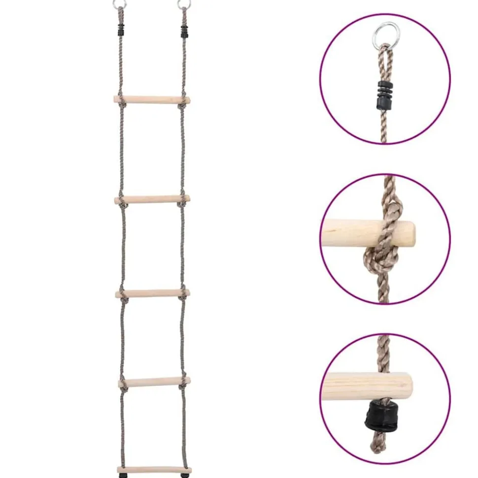 vidaXL Ladder met 5 sporten 210 cm massief grenenhout