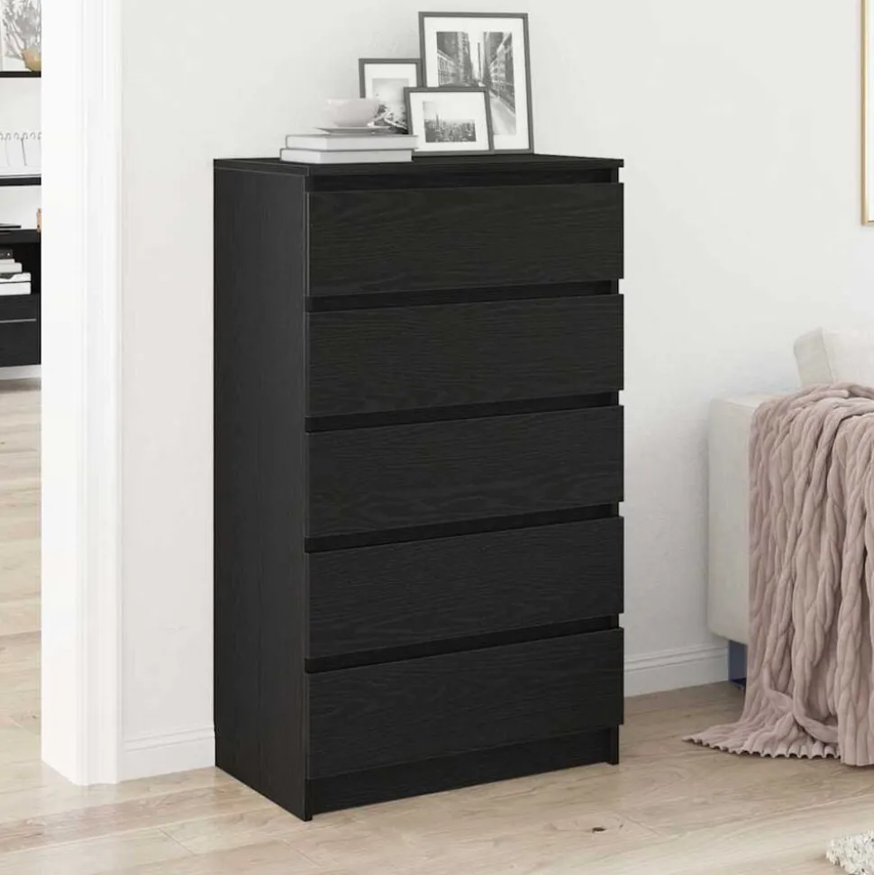 vidaXL Ladekast 60x36x103 cm bewerkt hout zwart eikenkleur