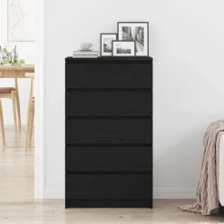 vidaXL Ladekast 60x36x103 cm bewerkt hout zwart eikenkleur